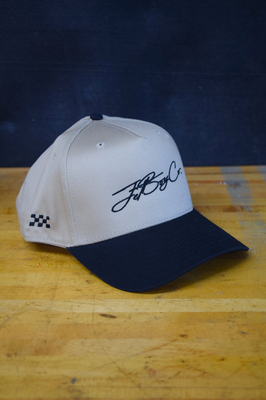 JetBoyCo Script Hat – Vintage Snapback w/ Checker Side Hit
